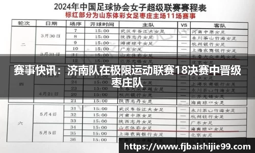 赛事快讯：济南队在极限运动联赛18决赛中晋级枣庄队